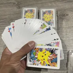 (4) 1999 Pokemon deck of 52 playing cards w/ Jokers & Plastic Case Pikachu & Ash - Image 4