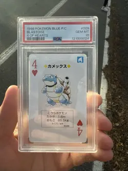PSA 10 Blastoise 4 of Hearts Blue Back Playing Poker Card 1998 Japanese Pokemon - Image 1
