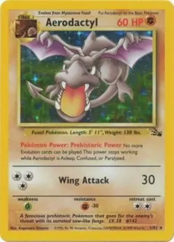 Pokemon TCG - Aerodactyl - 1/62 - Holo Unlimited - Fossil Unlimited [Light Play] - Image 1