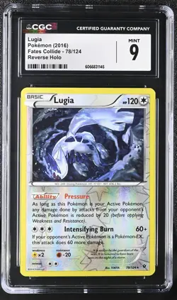 CGC 9 MINT Lugia 2016 Fates Collide 78/124 Reverse Holo Pokemon Card - Image 1