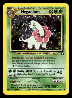 Meganium 10/111 Holo Rare Neo Genesis Set Pokemon Card - Image 1