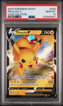 Pokemon Pikachu V Vivid Voltage #043 Graded Card PSA 10 - Image 1