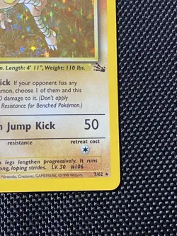 MP!! - Pokemon TCG Fossil Set Hitmonlee Holo Card 7/62 WoTC - Image 4