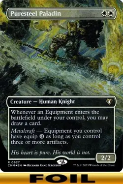 1x - Puresteel Paladin - FOIL BORDERLESS #627 - Commander Masters - NM MTG - Image 1