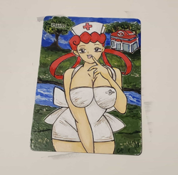 Hand Painted Altered Art - Plains - Nurse Joy- Pokemon - MTG - TCG - Image 1