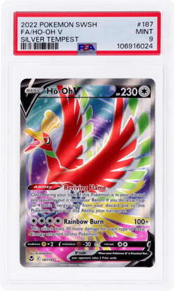 2022 Pokemon Sword and Shield Silver Tempest Ho-Oh V #187 PSA 9 - Image 1