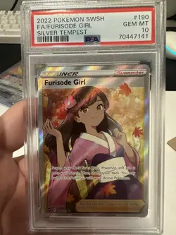 2022 Pokemon Silver Tempest Furisode Girl PSA 10 GEM FULL ART HOLO RARE #190 - Image 1