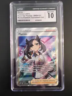 Pokemon Marnie Premium Tournament Collection Full Art Promo SWSH121 CGC 10 Gem - Image 1