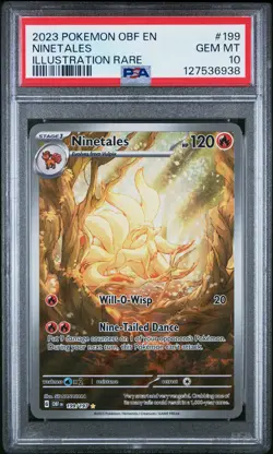 2023 POKEMON OBF EN-OBSIDIAN FLAMES ILLUSTRATION RARE #199 NINETALES PSA 10 - Image 1