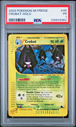 SWIRL PSA 1 2003 Pokemon Skyridge Crobat H5/H32 HOLO Foil E-Reader Series - Image 1