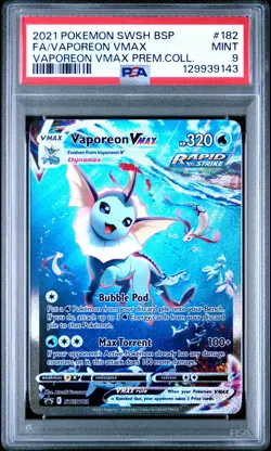 2021 POKEMON SWSH BLACK STAR PROMO #182 FULL ART/VAPOREON VMAX PSA 9 - Image 1