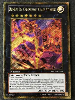 Yugioh #PGLD-EN018 Number C6: Chronomaly Chaos Atlandis 1st Ed Gold Secret Rare - Image 1