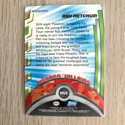 Topps Pokemon Foil Holo Card TV Animation Series 2 Blue Logo HV1 Ash Ketchum - Image 3