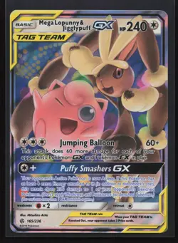 Mega Lopunny & Jigglypuff GX 165/236 - Cosmic Eclipse - Pokemon Card - Near Mint - Image 1