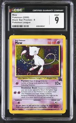 CGC 9 MINT Mew 2000 Black Star Promos 9 Holo SWIRL Pokemon Card - Image 1