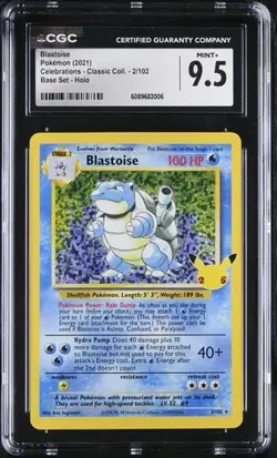 ?????? CGC 9.5 Blastoise Holo 2/102 Celebrations Classic Collection Pokemon 2021 - Image 1