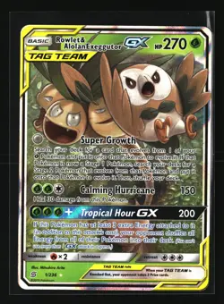 Pokemon ROWLET & ALOLAN EXEGGUTOR GX 1/236 Tag Team (Unified Minds) NM/Near Mint - Image 1