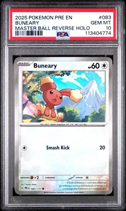 PSA 10 Pokemon TCG 2025 Pre En-Prismatic Evolutions #083 Buneary Masterball - Image 1