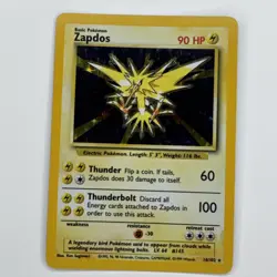 Pokemon Base Set, Zapdos, Rare, Holo, 16/102, LP - Image 1