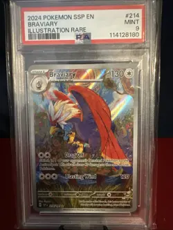 2024 POKEMON SSP EN-SURGING SPARKS ILLUSTRATION RARE #214 BRAVIARY PSA 9 - Image 1