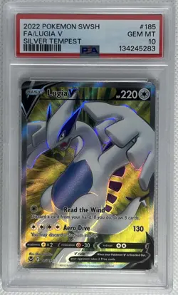 Pokemon Sword & Shield Silver Tempest Lugia V 185/195 Full Art PSA 10 Gem Mint - Image 1