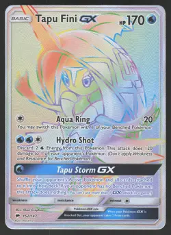 Tapu Fini GX 152/147 Secret Rare Pokemon TCG Burning Shadows LP - Image 1