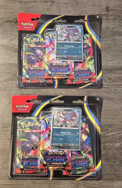 2 Pokemon TCG: Phantasmal Flames 3 Pack Triple Blisters Featuring Weavile Promo - Image 1