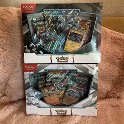 Pokemon EX Collection Box Bundle Black Kyrum Ex And Reshiram Ex Set Of 4 - Image 1