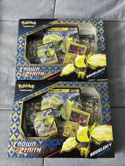 2x Pokemon Tcg Regieleki V Collection Boxes Crown Zenith Sealed - Image 1