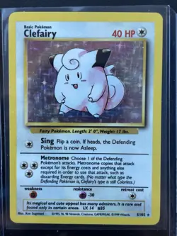 Pokemon TCG Clefairy Base Set Holo Unlimited Rare Card 5/102 LP Condition - Image 1