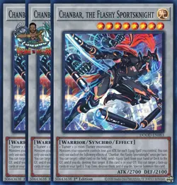 Yugioh! 3x Chanbar, the Flashy Sportsknight DOOD-EN083 Super Rare 1st Ed NM - Image 1