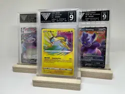 Get Graded Trading Card Stand Ply Wood Pokemon YuGiOh Magic Wooden Display READ - Image 1