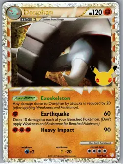 Donphan (Prime) 107/123 Holo Celebrations - Pokemon Card - NM - Image 1