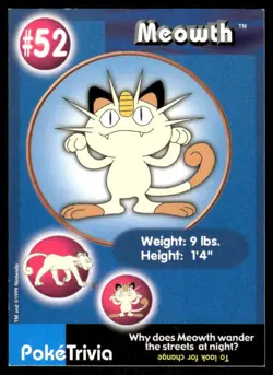 Pokemon Tcg Meowth #52 Pokemon Burger King LP - Image 1