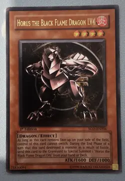 Yugioh - Horus the Black Flame Dragon LV4 - SOD-EN006 - Ultimate Rare - 1st. Ed. - Image 1