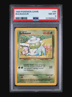 BULBASAUR 44/102 - BASE SET 1999 POKEMON CARD - FRESH SLAB - PSA 8 NM / MINT - Image 2