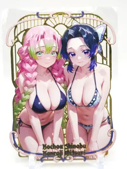 Goddess Story - Gold Metal Waifu Card - Mitsuri & Shinobu - NUMBERED #/100 - Image 1
