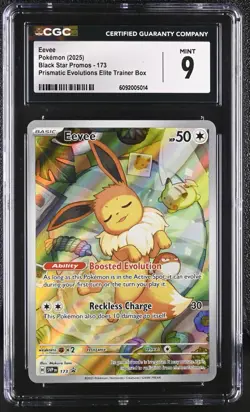 CGC 9 MINT Eevee 173/SVP Black Star PROMO Prismatic Evolutions ETB Pokemon (1) - Image 1