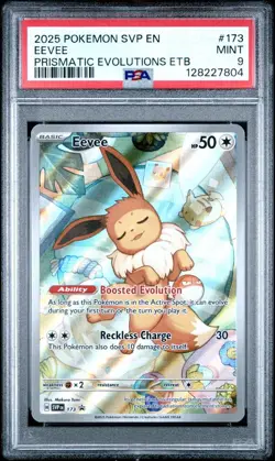 2025 Pokemon Prismatic Evolutions Eevee Full Art Promo #173 PSA 9 - Image 1