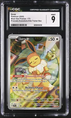 CGC 9 MINT Eevee 173/SVP Black Star PROMO Prismatic Evolutions ETB Pokemon (2) - Image 1