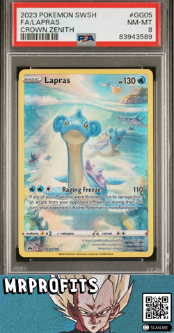PSA 8 NEAR MINT 2023 Pokemon Sword and Shield Crown Zenith GG05 Full Art/Lapras - Image 1