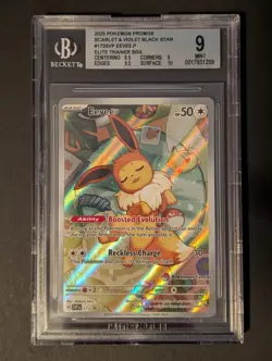 2025 POKEMON SVP PRISMATIC EVOLUTIONS POKEMON CENTER ETB PROMO #173 EEVEE BGS 9 - Image 1