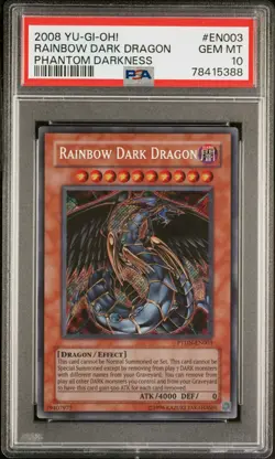Yugioh! Rainbow Dark Dragon PTDN-EN003 Secret Rare Phantom Darkness PSA 10 - Image 1