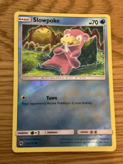 Slowpoke Pokemon Card 54/214 Reverse Holo- Used -Sun & Moon-Lost Thunder - Image 1