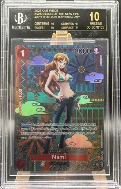 2023 OP05 OP01016 Nami Black Label Rare One Piece CCG Card BGS 10 Pristine - Image 1