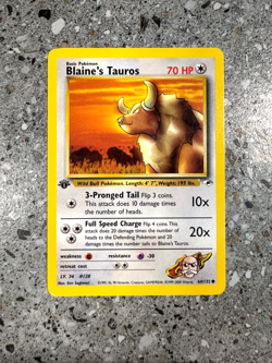 Pokemon TCG Cards 1st Edition Blaine's Tauros 64/132 Gym Heroes NM - Image 1