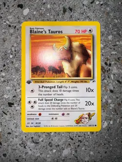 Pokemon TCG Cards 1st Edition Blaine's Tauros 64/132 Gym Heroes NM - Image 3