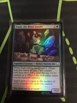 MTG Magic The Gathering Toph, The Blind Bandit Foil TLA Avatar Green Ally - Image 1