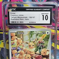 Eevee Twilight Masquerade IR CGC 10 Illustration Rare TWM 188/167 Pokemon TCG - Image 2