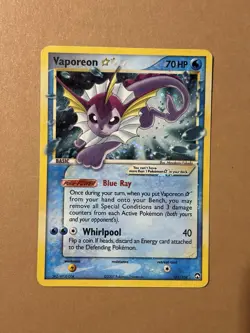 Vaporeon Gold Star Holo Pokemon Card 102/108 2007 EX Power Keepers MP Ultra Rare - Image 1